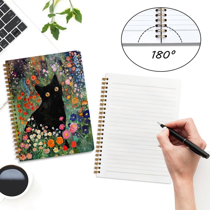 CQM 2 Packs Cat Spiral Notebook Pretty Aesthetic College Ruled Journaling Notebooks Cat Themed Gifts for Women Mom Teacher Friend Journals for Writing Notebook Journal Office Classroom Home Supplies - Image 3